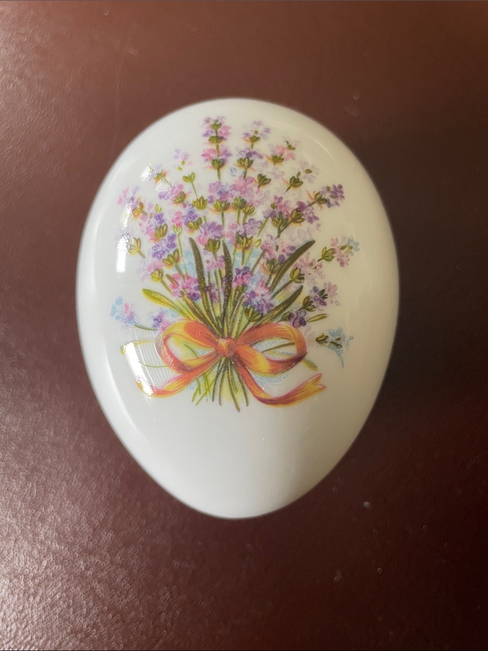 VTG Flambro Sweet Lavender Oval Trinket Box – Bone China